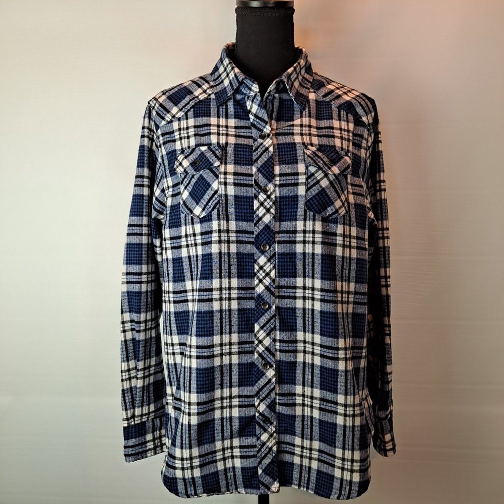RQQBA Women's Plaid Flannel Button Down Shirt